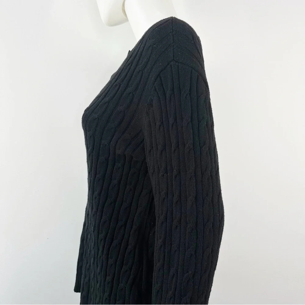 Charter Club Black Cable Knit Sweater Size 1X Casual Classic Winter Preppy NEW - Picture 5 of 10